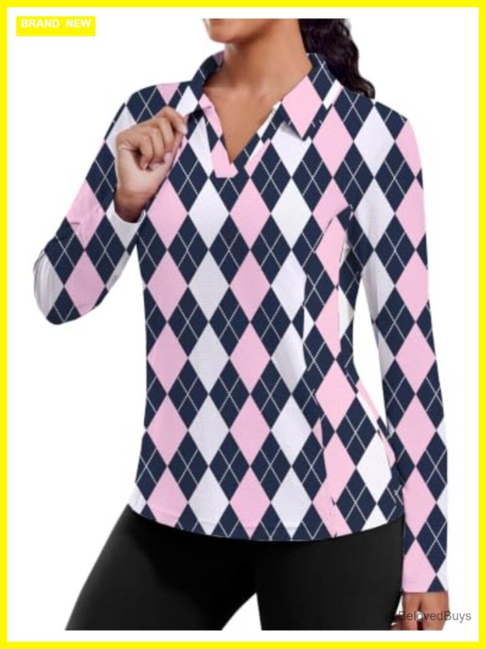 Women Long Sleeve Quick Dry Workout Top UPF 50+ Sun Shirt V-Neck Pullover